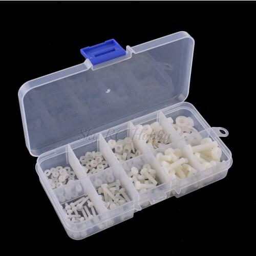 M2 M2.5 M3 M4 M5 Total 270pcs durable Nylon Screw Nut Washer Assortment Kit Come with Plastic Box For Motor