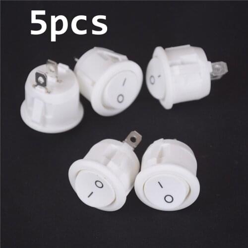 Mini Small Round Boat Rocker Switches Round White 2 Pin ON-OFF Rocker Switch 5PCS 23mm