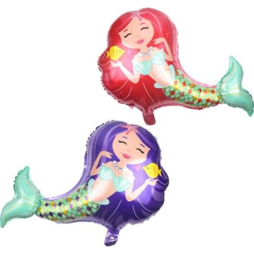 Cartoon Cute Red Purple Mermaid Aluminum Foil Balloon For Party Decoration