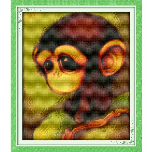 Monkey cross stitch kit 14ct 11ct pre stamped canvas embroidery DIY handmade needlework