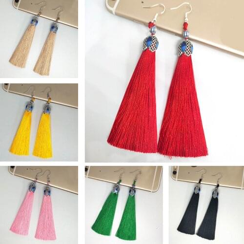 New Hot Bohemia Womens Long Tassel Earrings European Exaggerated Boho Vintage Pendant Earrings Womens Jewelry