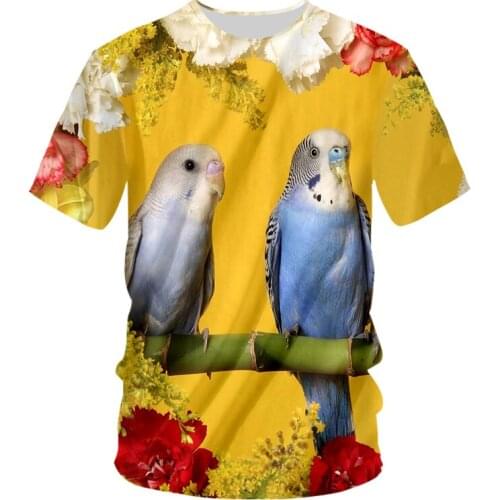 New 3D printing wild grass hip hop Pappagallo t-shirt mens shirt pale mens shirt animal style flower bird T-shirt