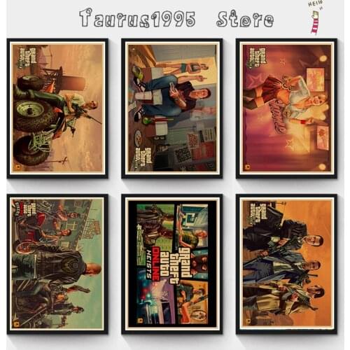 New Grand Theft Auto 5 Game Art Retro Poster GTA 5 Mural living Picture gaming room quality Painting posters canvas painting