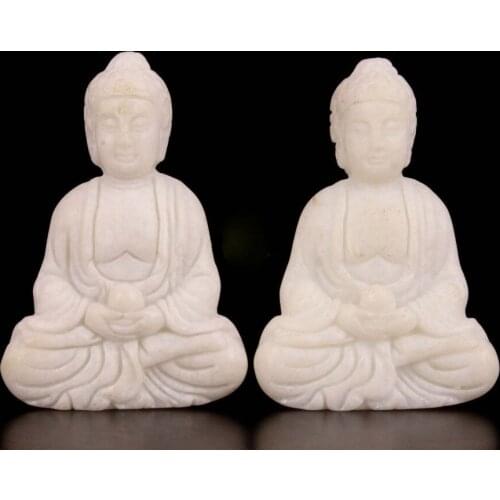 Wholesale 2 PCS SUPERB CHINESE BUDDHIST NETSUKE JADE DECORATIONS COLLECTION