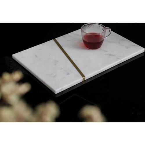 Geniune Stone Tray Marble Tray Snack Tray With Gold Strip Line Service Tray Snack Plate Jewelry Show Pad