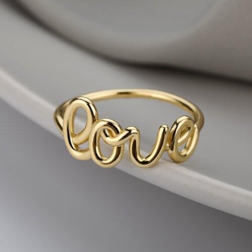 Simple Love Letters Rings for Women Couple Female Popular Ring Jewelry Party Wedding Hand Female Ring Accessories