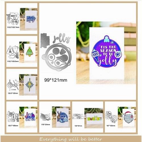 Merry Christmas Tree Deer Gift Joy Let it Snow Letter Sentence Words Alphabet Metal Cutting Dies Scrapbook Craft New Stencils