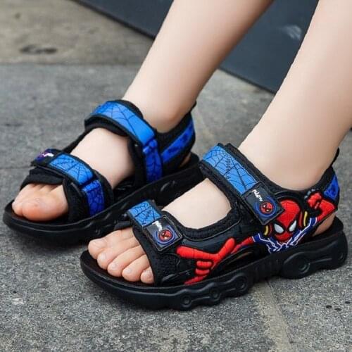 2021 New Summer Spiderman Kids Shoes Baby Sandals Boys Beach Non-Slip Shoes Toddler Girls Shoes Children Fashion Sport Sandals