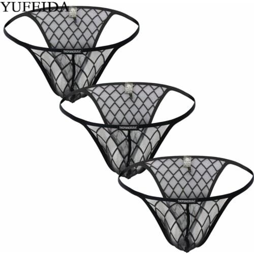 3PCS/Lots Sexy Mens Underwear Mesh See Through Briefs Breathable Male Briefs Penis Pouch Gay Panties Lingerie Underpants