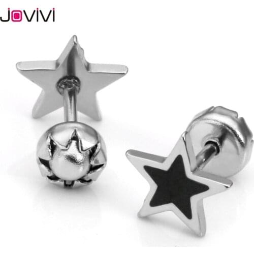 Jovivi Stainless Steel Pentagram Star 20G Barbell Earrings Ear Helix Tragus Cartilage Studs Bars Earring Piercing Jewelry