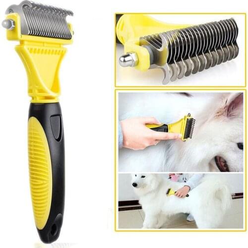 12/23 Blades Double Side Pet Fur Dog Brush Comb Rake Hair Brush Cat Grooming Deshedding Trimmer Tool Dog Accessories Brush Rake