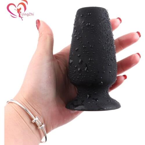 JingZhi Silicone Butt Plug Tail Huge Hollow Anal Beads Unisex Sexy Adult Toys Soft Anal Plug Prostate Massager Adult Sex Toys