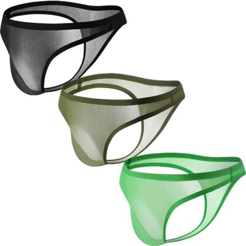 1/6PCS Hot Sissy Men Thong String Mens Sexy Underwear Panties Translucent Ice Silk Tanga Gay Men Wear Gay Underwear Jockstrap