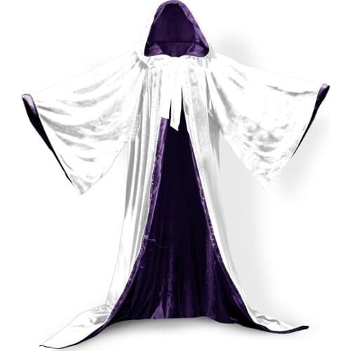 Vintage Long Sleeve Velvet cloak Floor Length Hooded Cloak Gothic Robe Medieval Unisex Adult Party Wedding Shawl cloak
