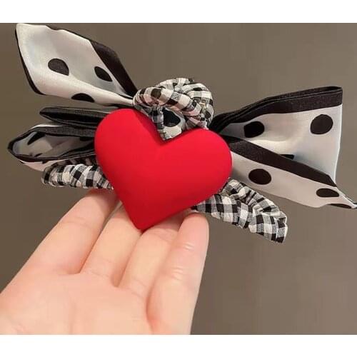 South Koreas Dongdaemun red love clip female summer large mesh bow shark clip female hair clip Catch clip