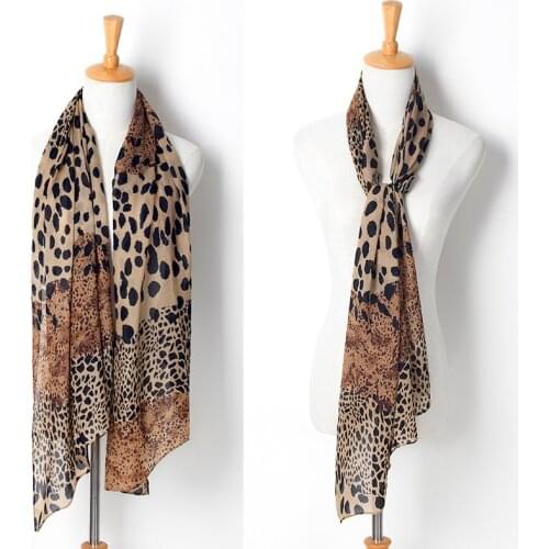 Leopard Chiffon Scarf Women Fashion Street Style All-match Temperament Printed Pattern Autumn High Quality Accessories Shawls