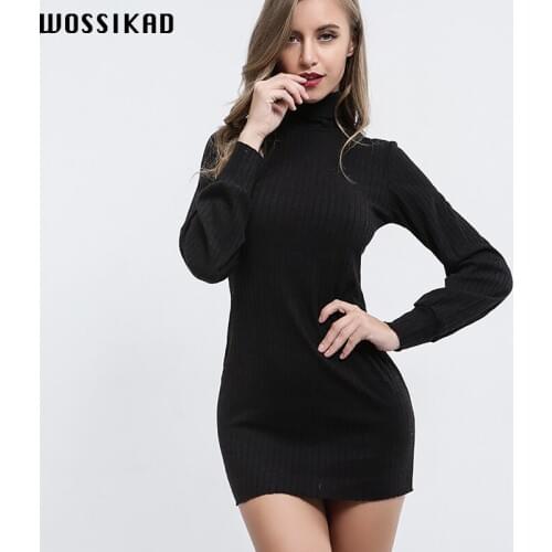 Sexy Dress Women Solid Color Lantern Sleeve Bodycon Buttocks Elegant Dress Fall Fashion Sweater Knitted Dress Ropa Mujer
