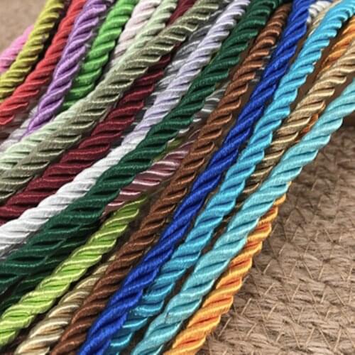 10M 5mm 3 Shares Twisted Cotton Nylon Cords Colorful DIY Craft Braided Decoration Rope Drawstring Belt Accessories
