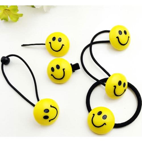 1 Piece Cute Baby Girls Smiley Expression Rubber Band Hairpins Funny Hair Clips Kids Hair Band Head Rope Happy Hair Accessories