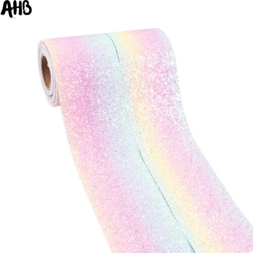 2y/lot 3" Glitter Ribbon Rainbow Colorful Sequin Ribbon 75mm DIY Hair Bow Accessories Phone Case Handmade Crafts Decor Materials