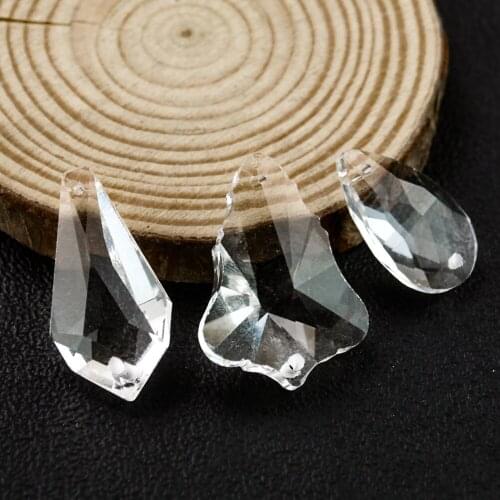2PCS Arrow Teardrop Hanging Crystals Prism Glass Faceted Suncatcher Chandelier Parts DIY Home Wedding Decor Accessories 2 Holes