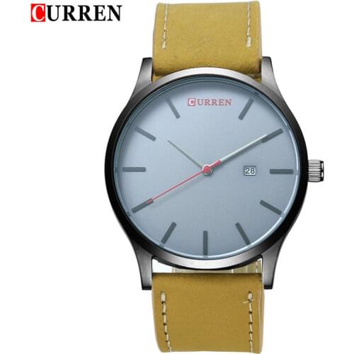 2016 New CURREN Top Brand Watches Men High Quality Leather Calendar Quartz Clock Male Sport Wristwatch 3ATM Relogio Masculino