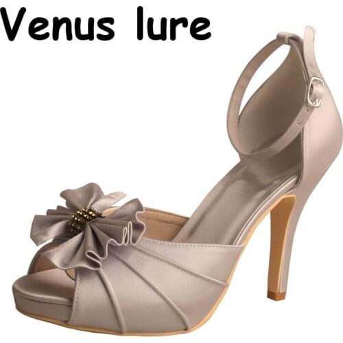 23 colors Prom Pumps Ankle Strap Wedopus Spring Heel Sandals Grey Color 10CM Heel