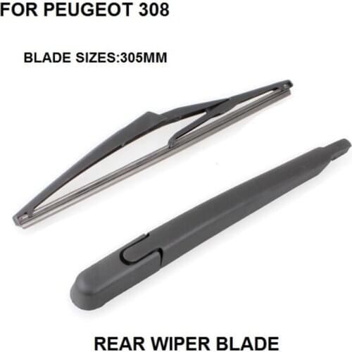 305MM 12" For Peugeot 308 Hatchback 2007+ Rear Windshield Window Wiper Arm + Blade Set New