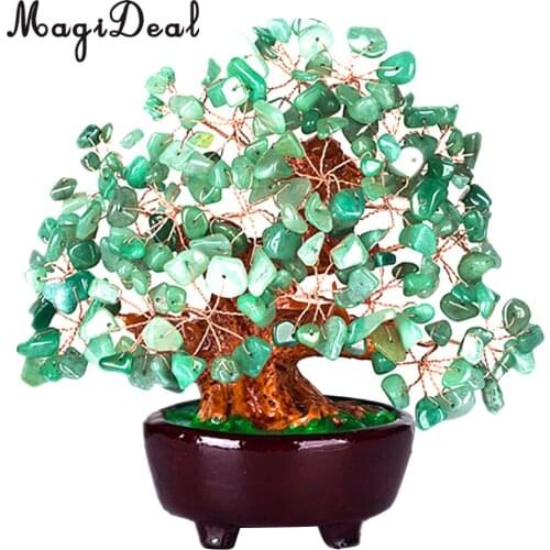 7 inch Natural Crystal Gemstone Money Tree for Office/Home/Meeting Room Desk Ornaments -Green