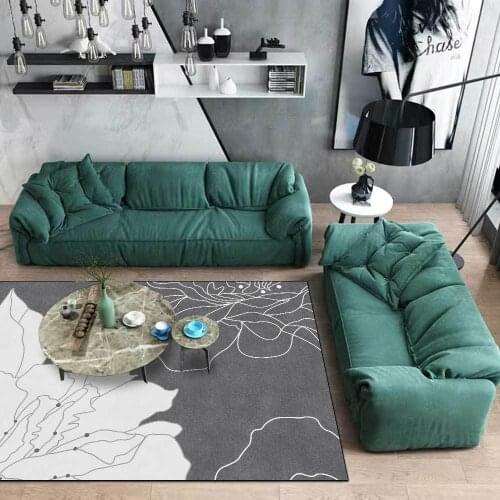 White and Gray Simple Geometric Lines Foral Flowers Living Room Bedroom Bedside Carpet Floor Mats Custom