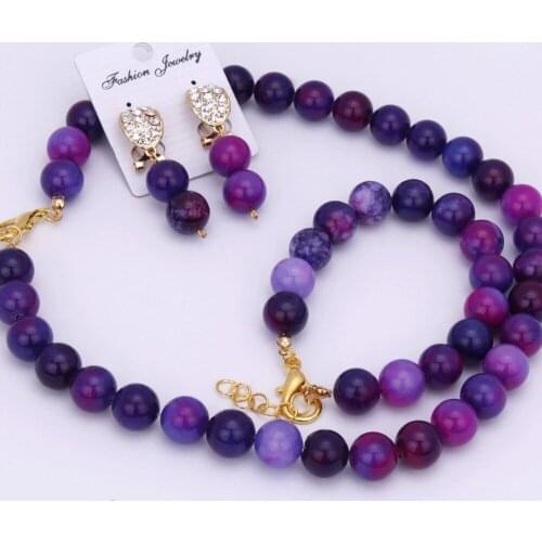 Dudo Jewelry Purple Blue Bridal Necklace Set For Women Crystal Stone African American Jewellery Set Free Shipping 2018 Fashion
