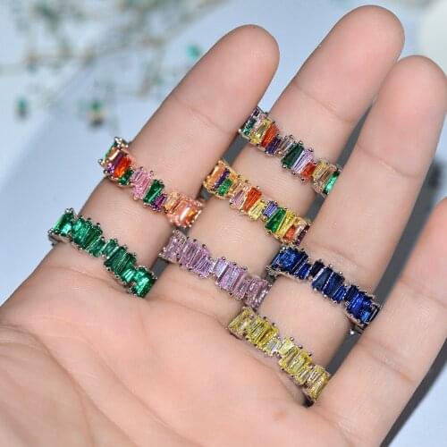 Luxury Color AAAA Zircon Green Pink Zircon Ladies Ring Engagement Party Sparkle Ring Jewelry Girlfriend Gift jewelry for women