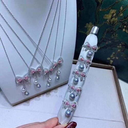 925 Sterling Silver Ring and Necklace Set Findings and Component Jewelry Set Parts Fittings for Pearls Jade Coral Agate Stones