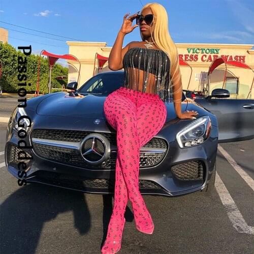 Fashion Women Slim Leggings Printed Push Up Hips Fluorescent Leggings Elastic Skinny High Waist Seamless Leggings Autumn