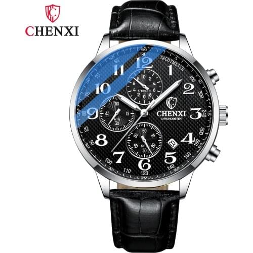 Mens Sports Quartz Watch Fashion Luxury Designer Leather Watchband Stainless Steel AA Stopwatch Waterproof Calendar Wristwatch