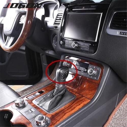 AT 2pcs Real Carbon Car Gear Shift Knob Head Sides Sticker Cover Trim For VW Volkswagen Jetta MK7 2013- 2019 Tiguan 2012- 2017