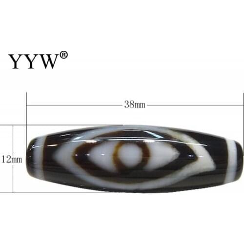 Natural Tibetan Dzi Beads, Oval, phoenix eye & two tone, 38x12x2.50mm, Hole:Approx 2mm, Sold By PC