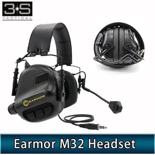 OPSMEN Earmor Tactical Airsoft M32 Aviation Headphones Hearing Protector Shooting Army Headset Paintball Sports