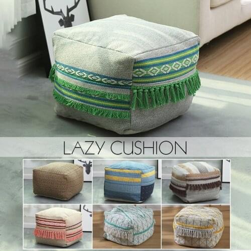 Nordic Simple Handmade Futon Cushion Cover Japanese Tatami Stool Home Decor Pouf Ottoman Bay Window Bohemian Mat Ins Room Decor
