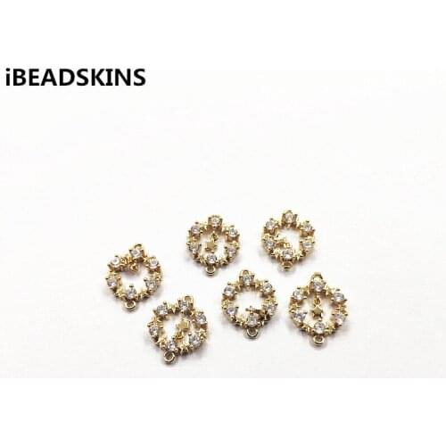 New arrival! 17x13mm 50pcs clear Zircon Round shape charm/Connectors for Necklace,Earrings parts,hand Made Jewelry DIY