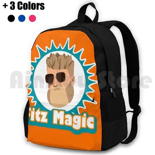 Orange Miami Fitzmagic Logo Outdoor Hiking Backpack Riding Climbing Sports Bag