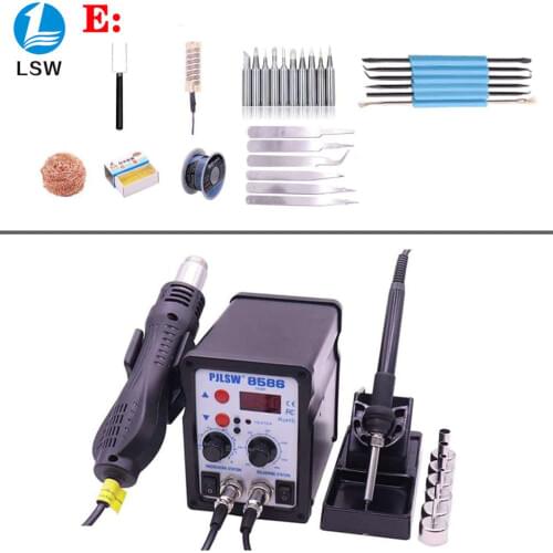 PJLSW 8586 700W ESD Soldering Station LED Digital Solder Iron Desoldering Station BGA Rework Solder Station Hot Air Gun Welder
