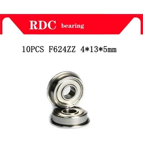 High quality 10pcs ABEC-5 F624ZZ F624 ZZ F624Z 4*13*5 4x13x5 mm Metal Double Shielded flanged Bearing Ball Bearings with flange