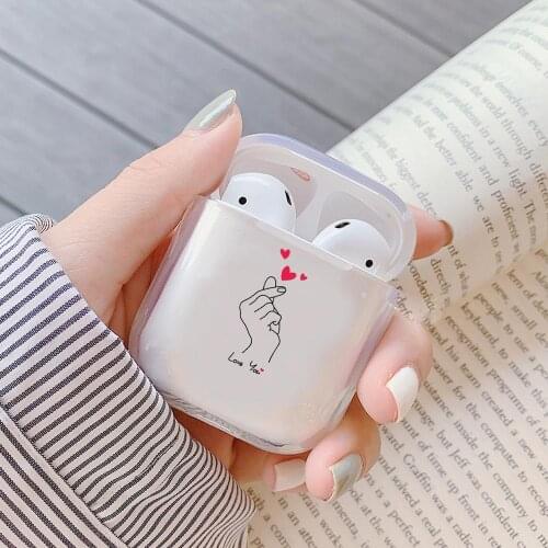 Cartoon Butterfly Heart Transparent Earphone Charging Box Cover Bag For AirPods 1/2 Wireless Soft Clear Headset Protective Case