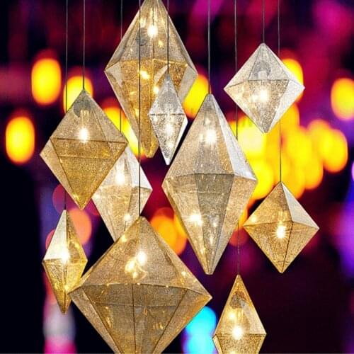 SGROW Nordic Simple Net Shape Pendant Light for Kitchen Dinning Room Hanging Lamp Bar Polyhedral Lampara Lighting Fixtures