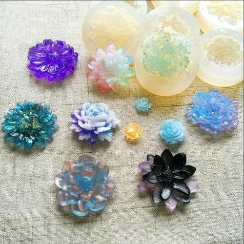 Rose sunflower lotus flowers Silicone Pendant DIY Mold Jewelry Making Tool Resin Accessories Crafts resin molds for jewelry