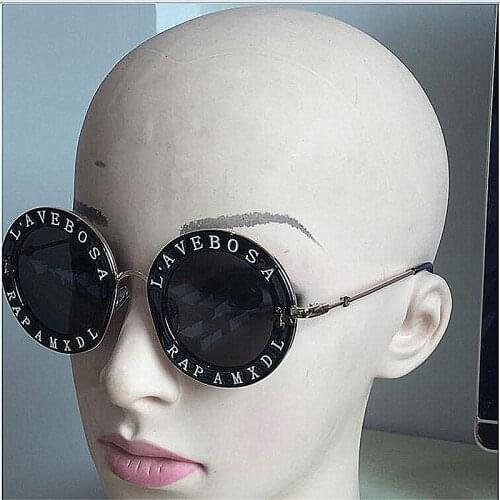 KAPELUS Round metal sunglasses alphabet inlaid with personality sunglasses woman fashion sunglasses LA0102