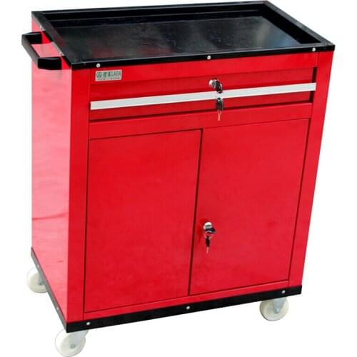 LAOA Tool Cart Auto Repair Maintenance Three-layer Trolley With Lock and Door Multi-function Trolley with Wheel Drawer Cabinet