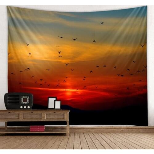 Colorful landscape tapestry butterfly art wall hanging leaves bohemian printed fabric home decoration bedspread beach mat