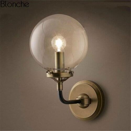 Vintage Glass Wall Lamp Industrial Loft Wall Light for Living Room Bedroom Adjustable Wall Sconces Home Lighting Fixtures E27